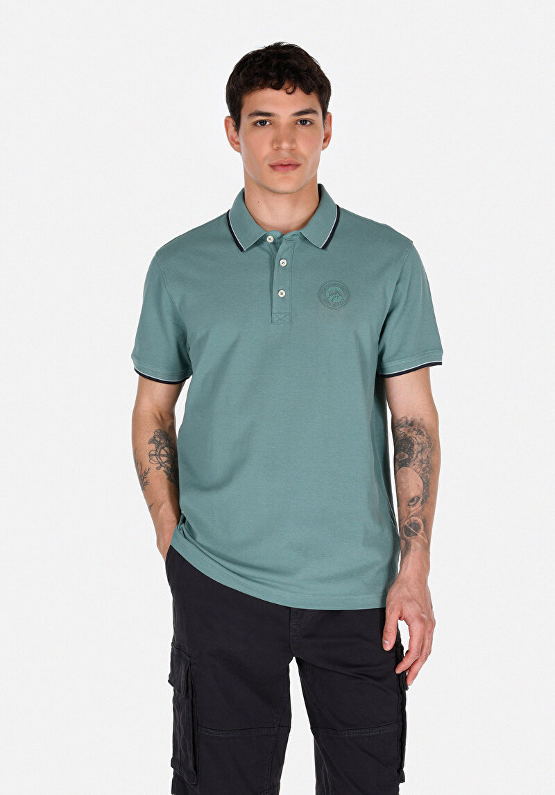 Imagine a Tricou Polo Cu Maneca Scurta De Barbati Verde Regular Fit  Cl1074146