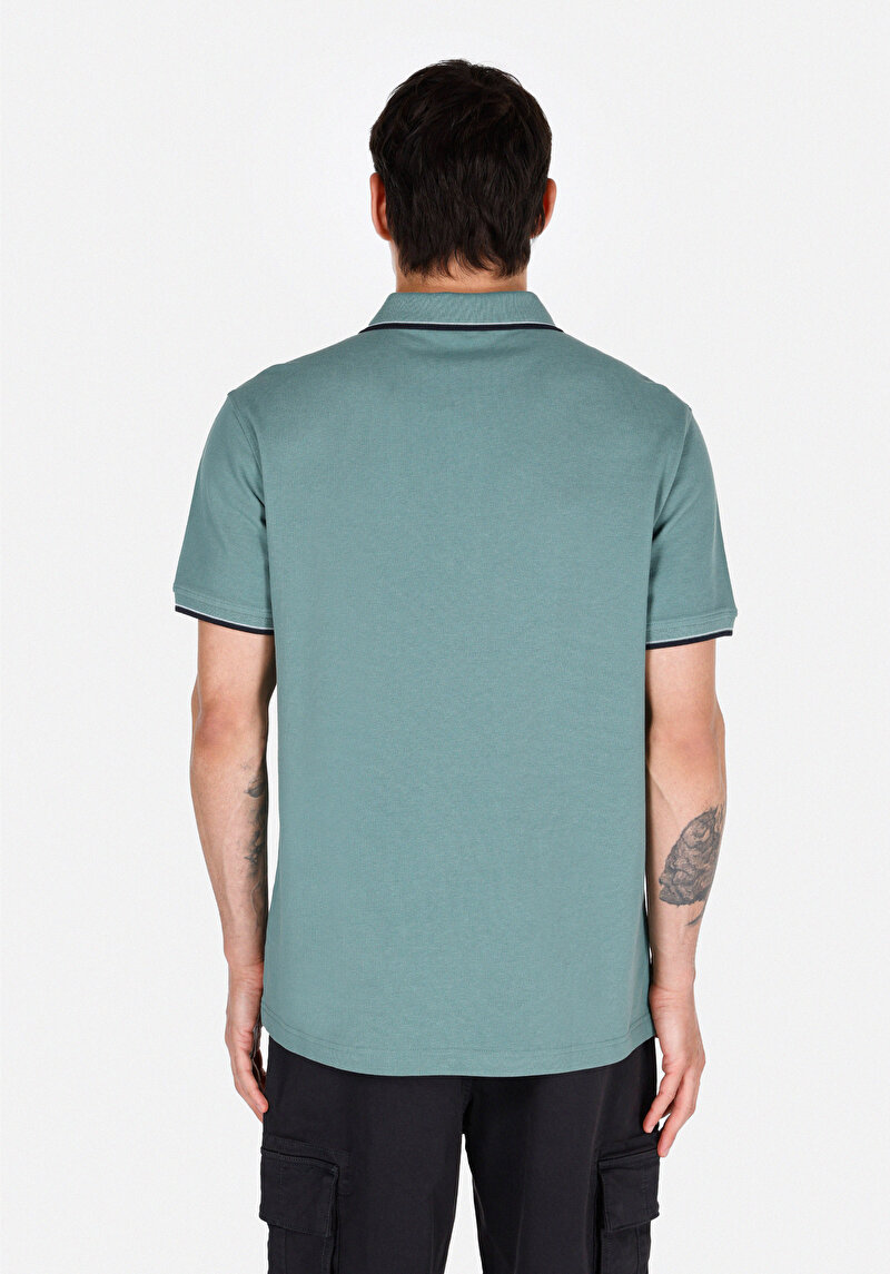 Imagine a Tricou Polo Cu Maneca Scurta De Barbati Verde Regular Fit Cl1074146