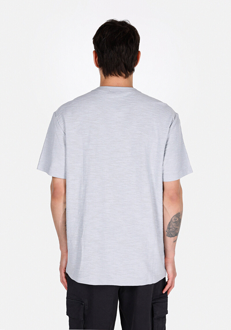 Afișați detalii pentru Comfort Fit Round Neck Drept Bărbați Albastru Tricou Cu Mânecă Scurtă