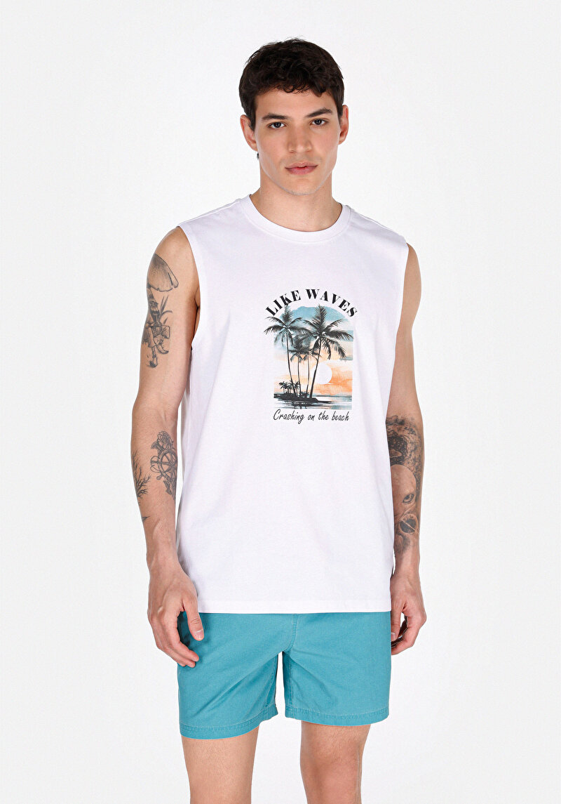 Imagine a Maiou Alb Pentru Bărbați Regular Fit