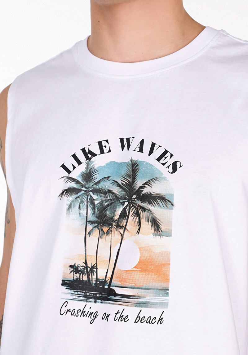 Imagine a Maiou Alb Pentru Bărbați Regular Fit