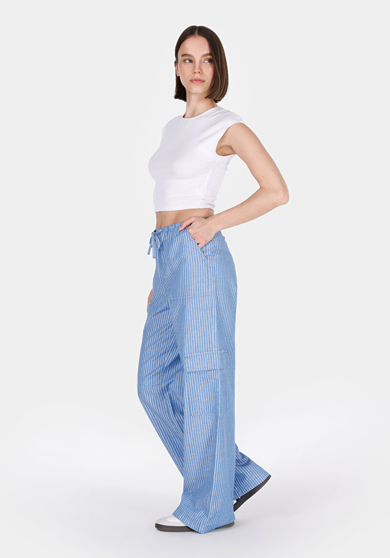 Afișați detalii pentru Regular Fit Talie Înaltă Picior Larg Pentru Femei Pantaloni Albaștri