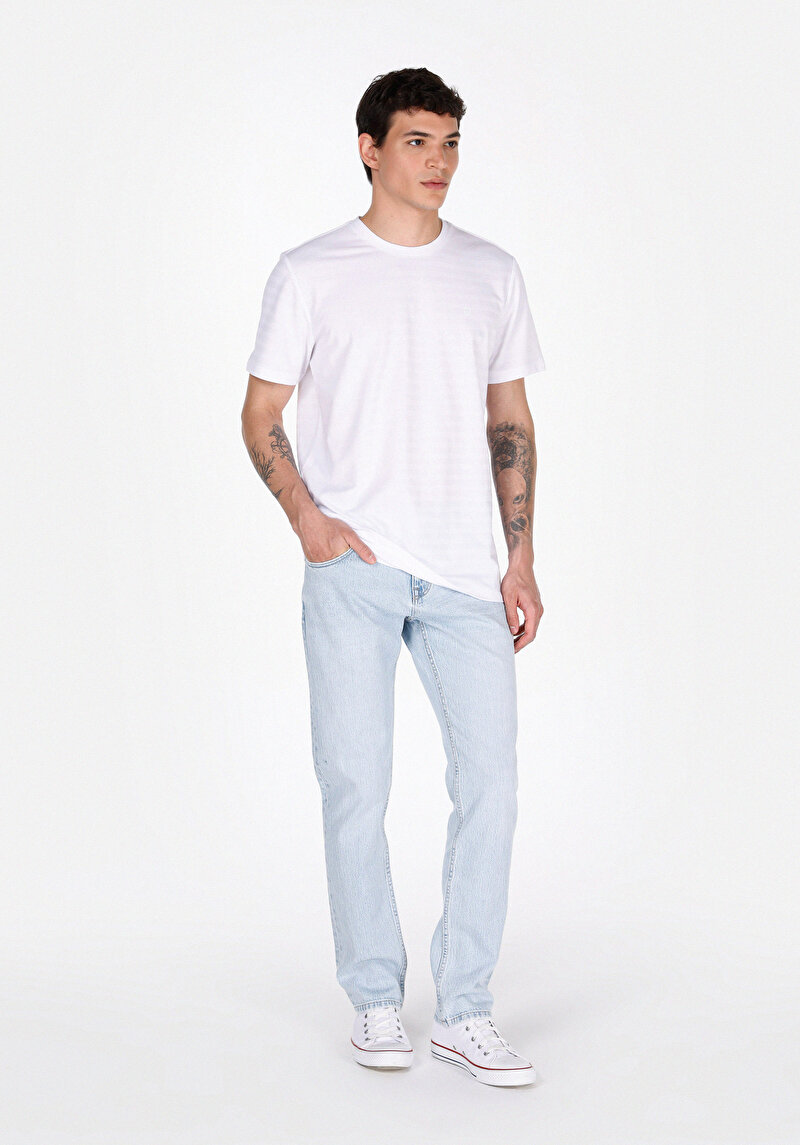 Imagine a Blugi İndigo Pentru Bărbați Cu Talie Dreaptă Cu Talie Dreaptă