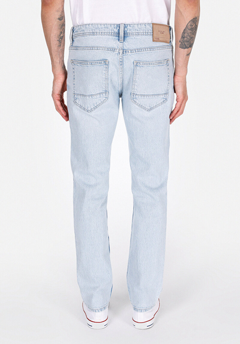 Afișați detalii pentru Blugi İndigo Pentru Bărbați Cu Talie Dreaptă Cu Talie Dreaptă