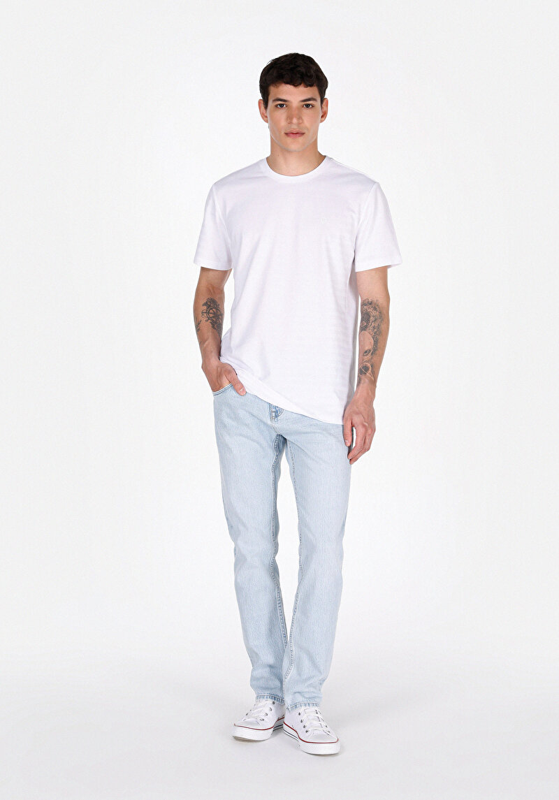 Imagine a Blugi İndigo Pentru Bărbați Cu Talie Dreaptă Cu Talie Dreaptă