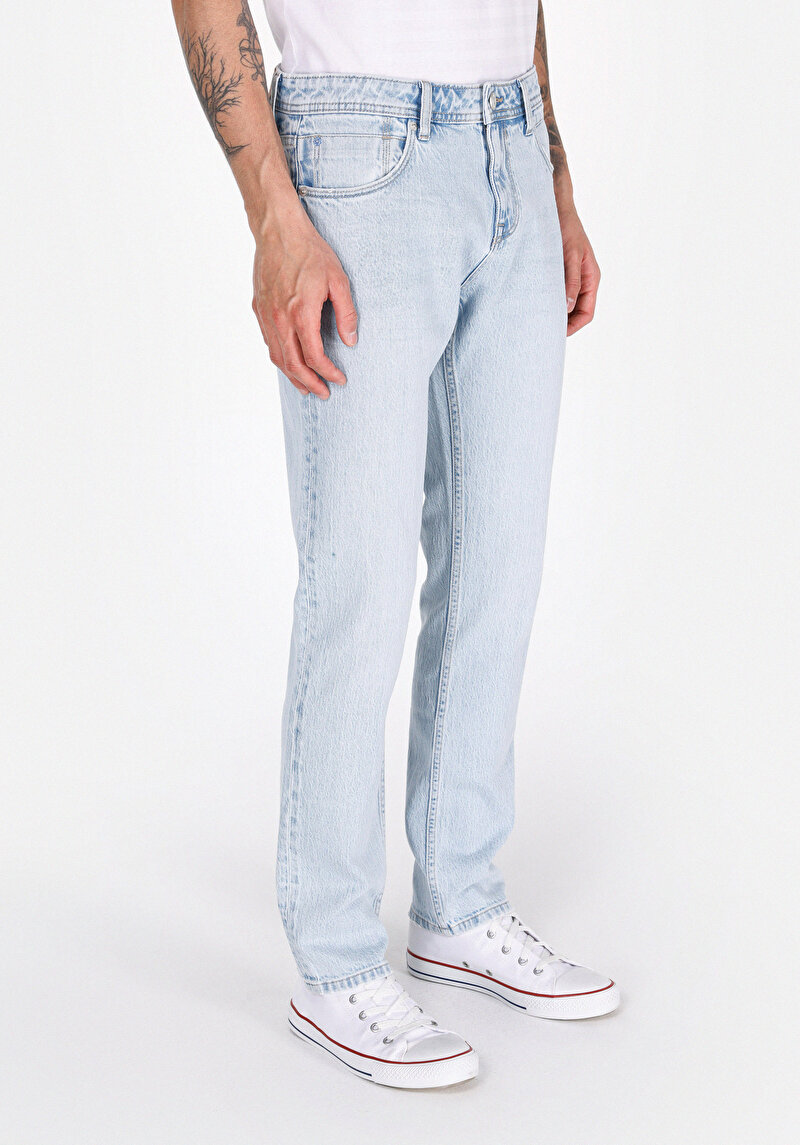 Afișați detalii pentru Blugi İndigo Pentru Bărbați Cu Talie Dreaptă Cu Talie Dreaptă