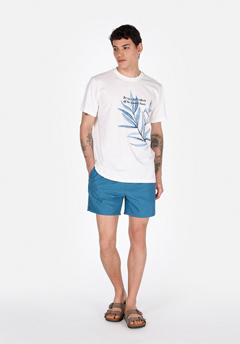 Imagine a Pantaloni Scurți De Baie Albaștri Pentru Bărbați Slim Fit Straight