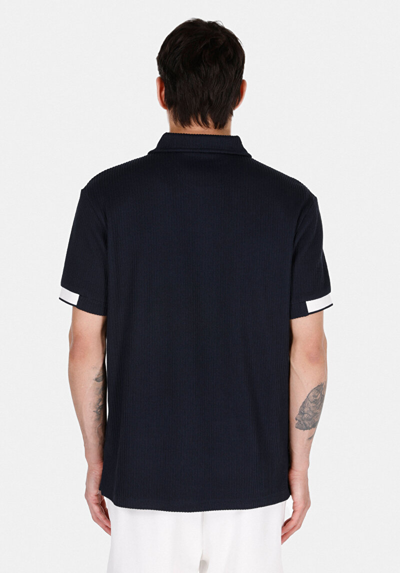 Afișați detalii pentru Tricou Polo Cu Maneca Scurta De Barbati Albastru Marin Regular Fit  Cl1073348