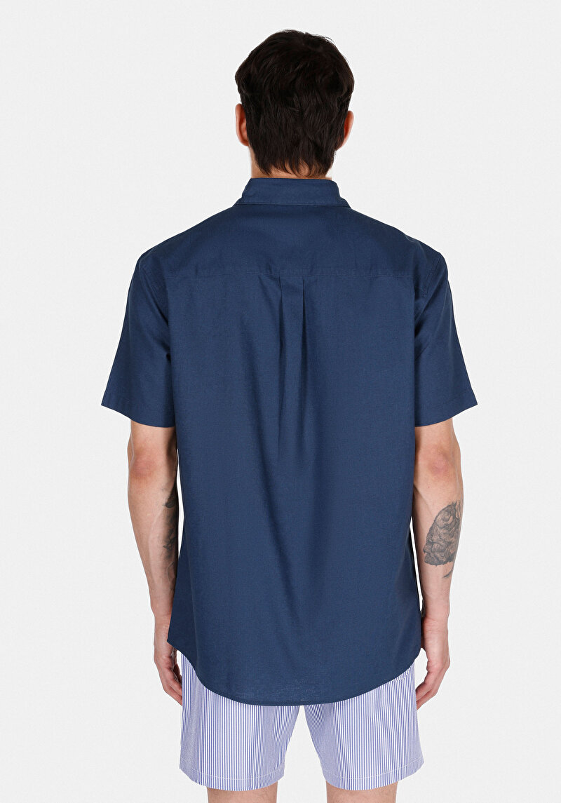 Afișați detalii pentru Camasa Cu Maneca Scurta De Barbati Albastru Marin Regular Fit  Cl1074069