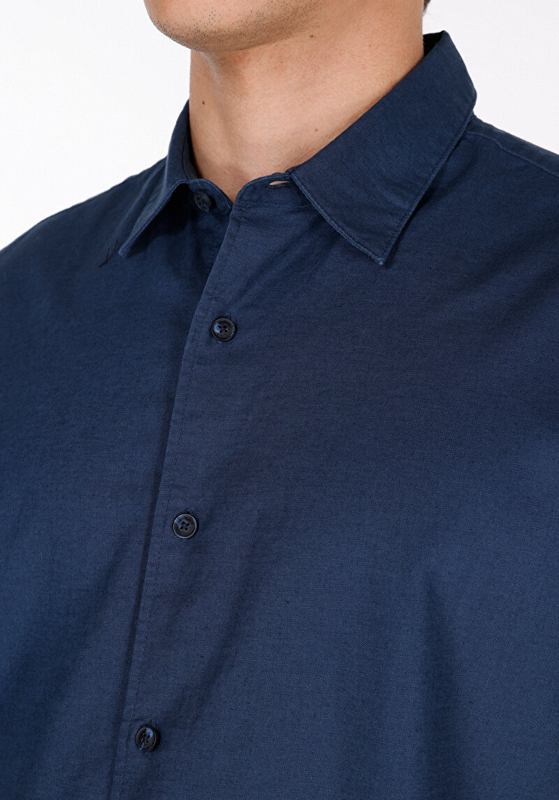 Afișați detalii pentru Camasa Cu Maneca Scurta De Barbati Albastru Marin Regular Fit  Cl1074069