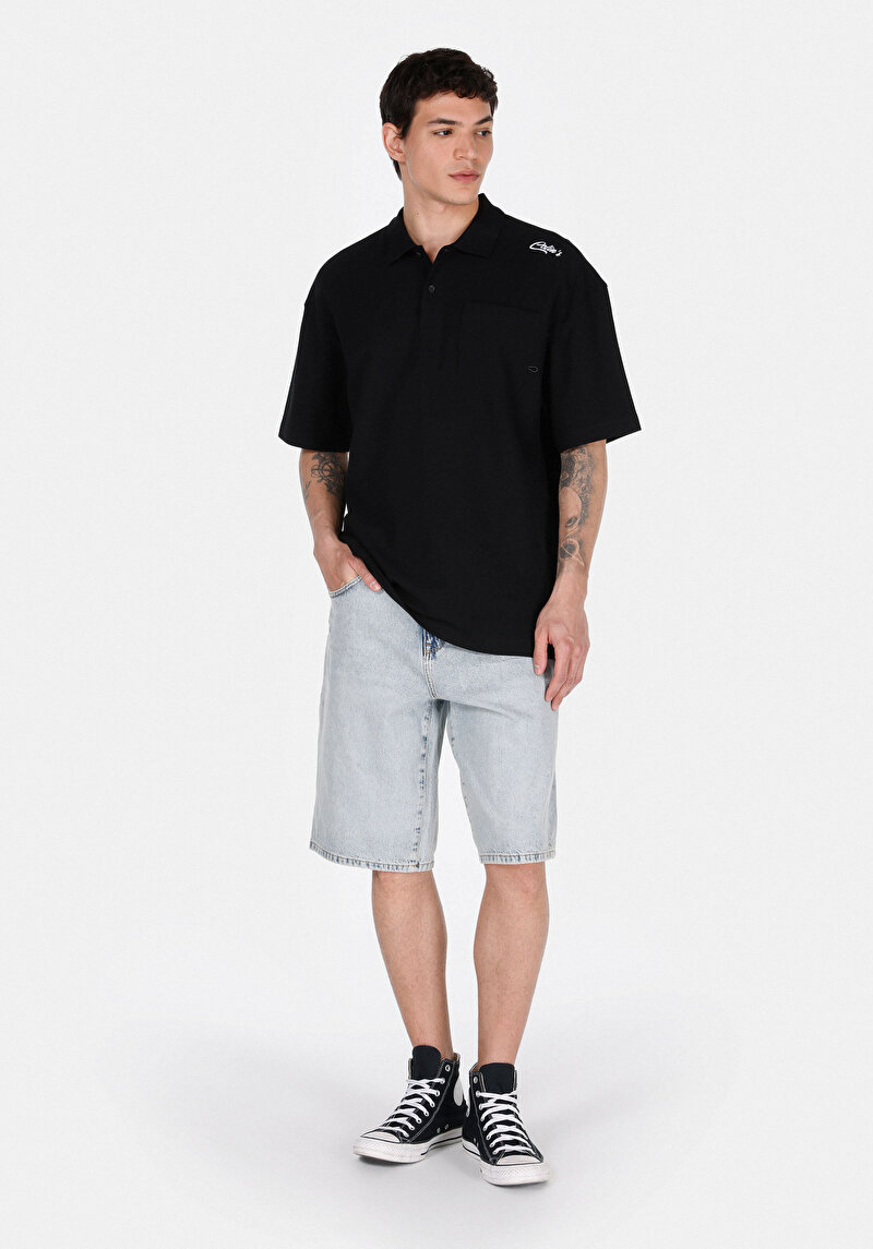 Imagine a Loose Fit Talie Medie Drept Bărbați Denim Jean Shorts