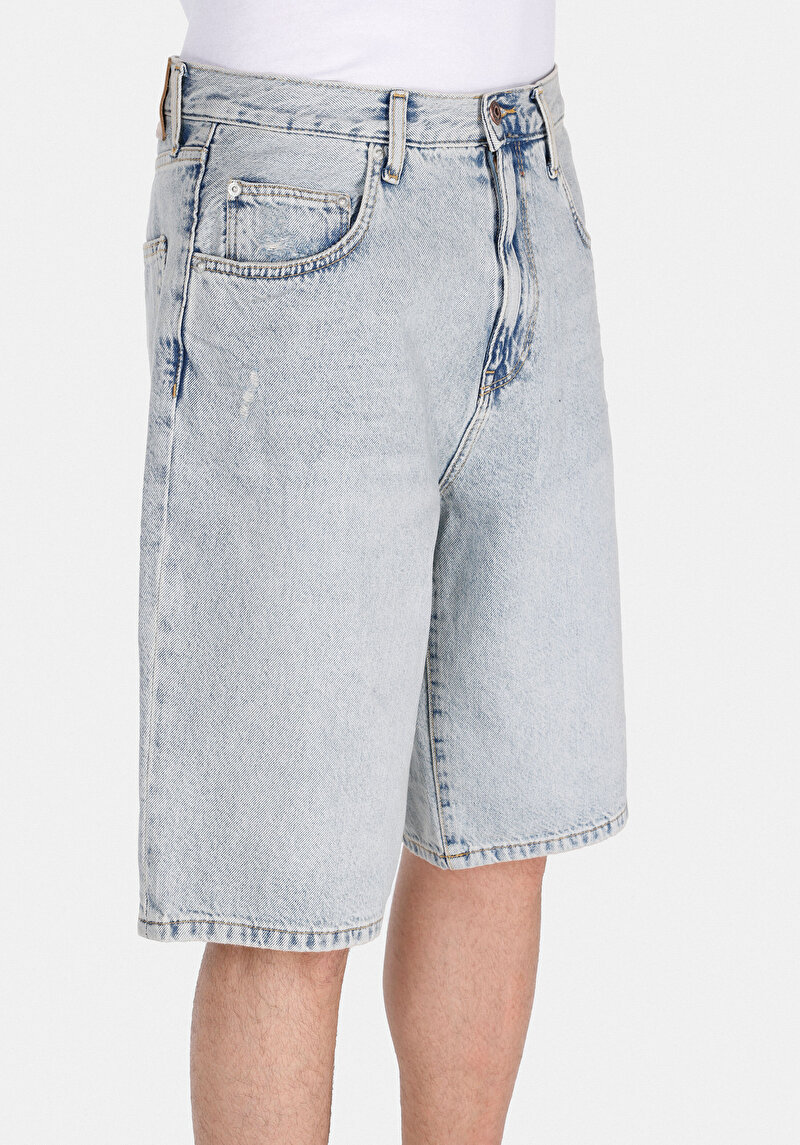 Imagine a Loose Fit Talie Medie Drept Bărbați Denim Jean Shorts