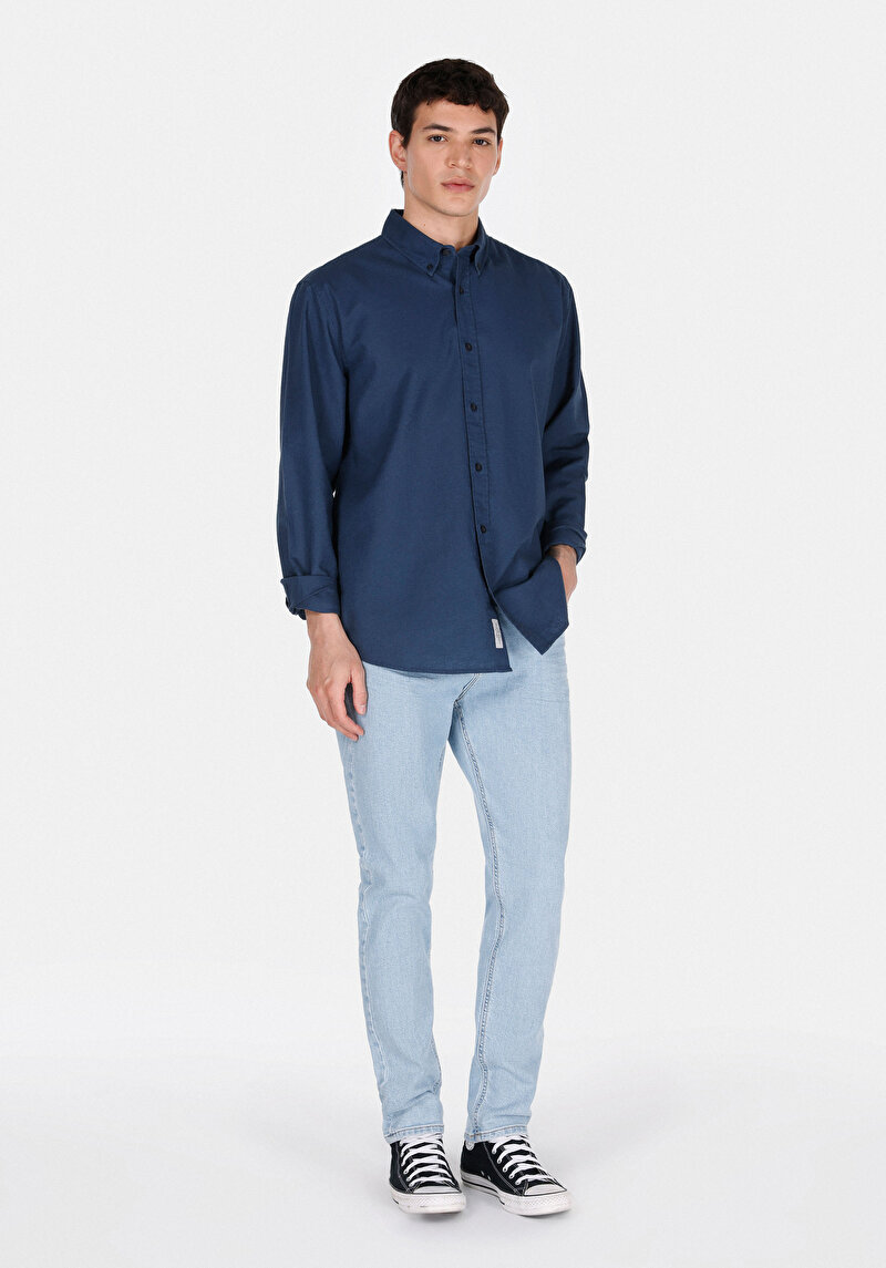 Afișați detalii pentru Camasa Cu Maneca Lunga De Barbati Albastru Marin Regular Fit  Cl1074489