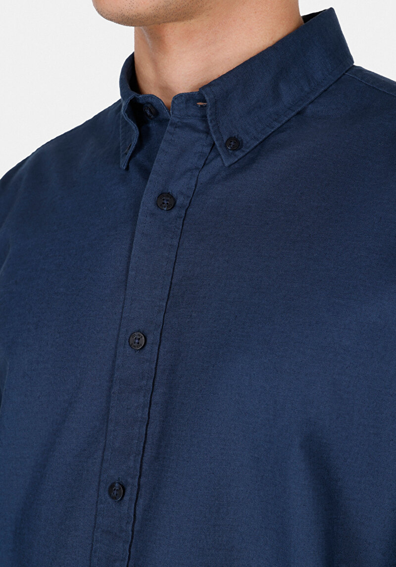 Imagine a Camasa Cu Maneca Lunga De Barbati Albastru Marin Regular Fit Cl1074489