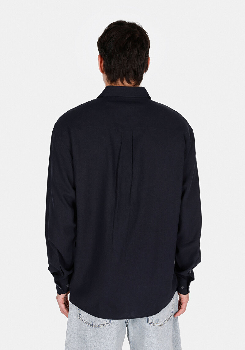 Imagine a Camasa Cu Maneca Lunga De Barbati Albastru Marin Relaxed Fit Cl1074490