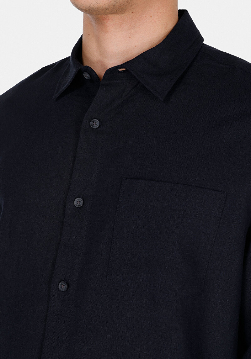 Afișați detalii pentru Camasa Cu Maneca Lunga De Barbati Albastru Marin Relaxed Fit  Cl1074490