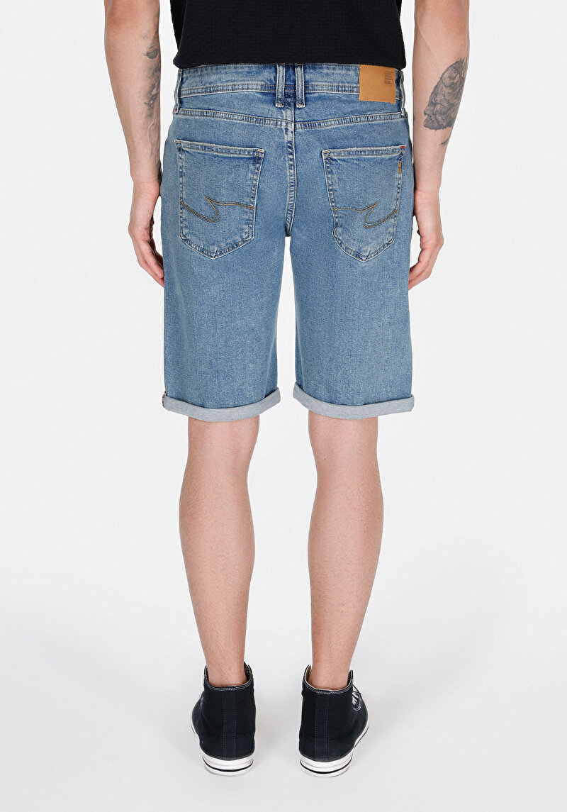 Afișați detalii pentru Short / Pantaloni Scurti De Barbati Albastru Marin Straight Fit  Cl1074832