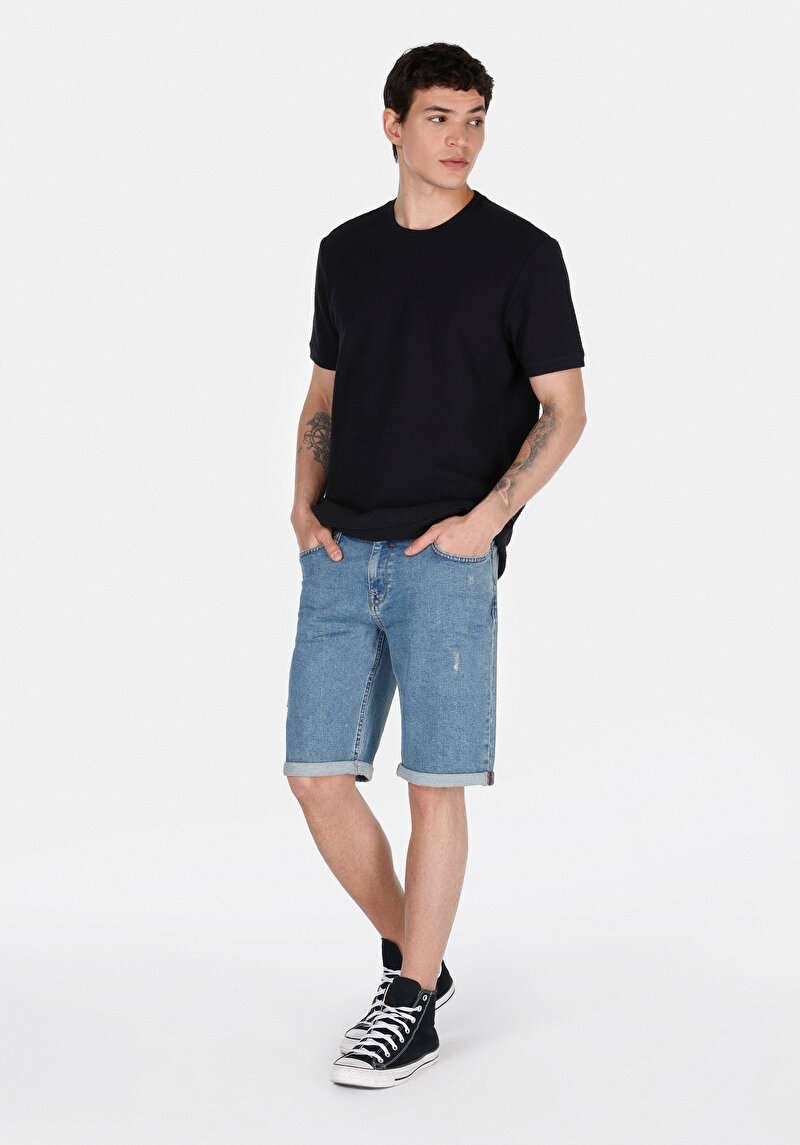 Afișați detalii pentru Short / Pantaloni Scurti De Barbati Albastru Marin Straight Fit  Cl1074832