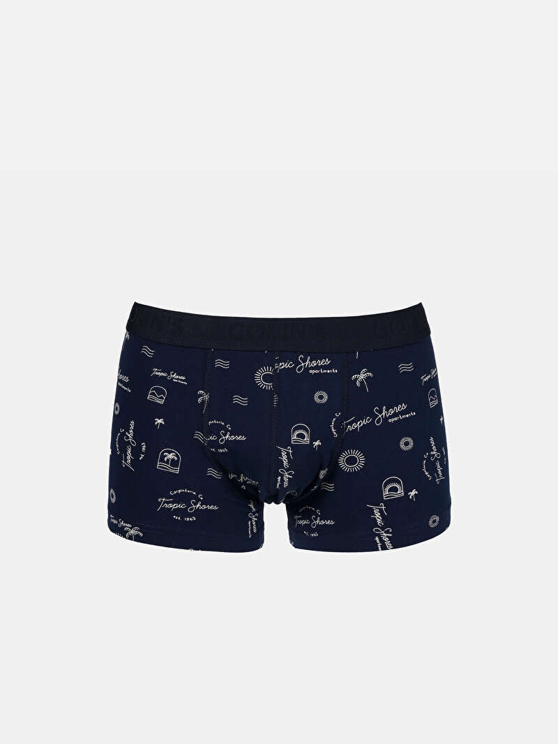 Imagine a Modern Fit Imprimat Boxer Bleumarin Pentru Bărbați