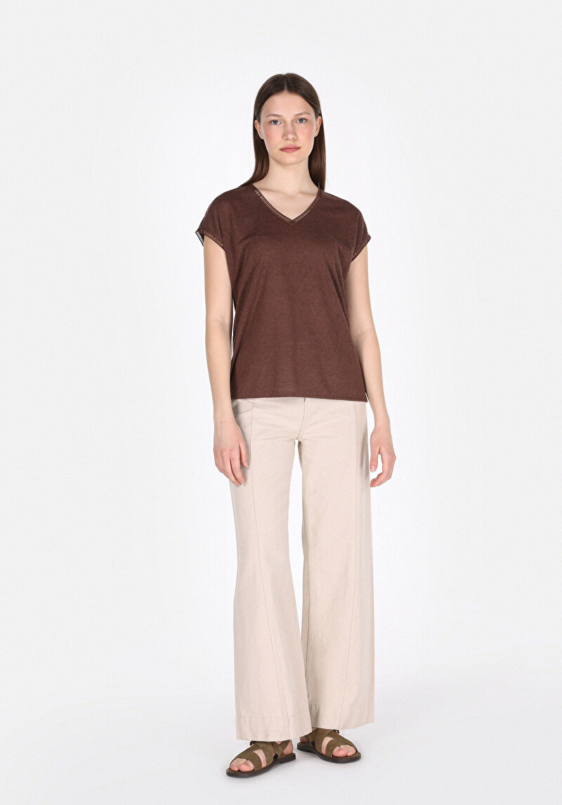 Imagine a Tricou Cu Maneca Scurta De Dama Maro Regular Fit Cl1074594