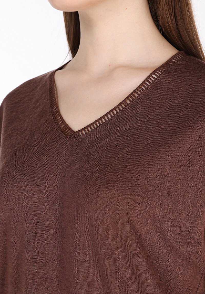 Afișați detalii pentru Tricou Cu Maneca Scurta De Dama Maro Regular Fit  Cl1074594