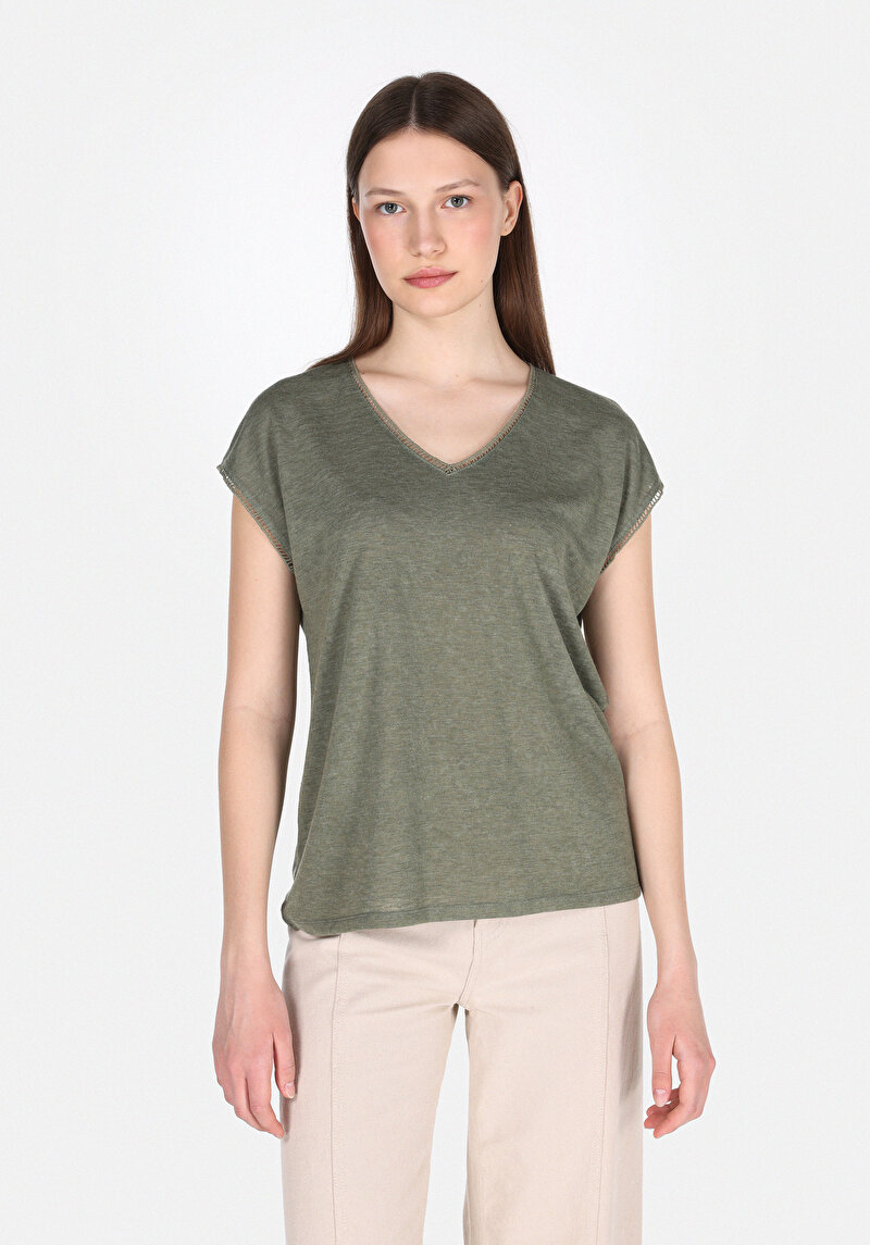 Imagine a Tricou Cu Maneca Scurta De Dama Kaki Regular Fit  Cl1074594