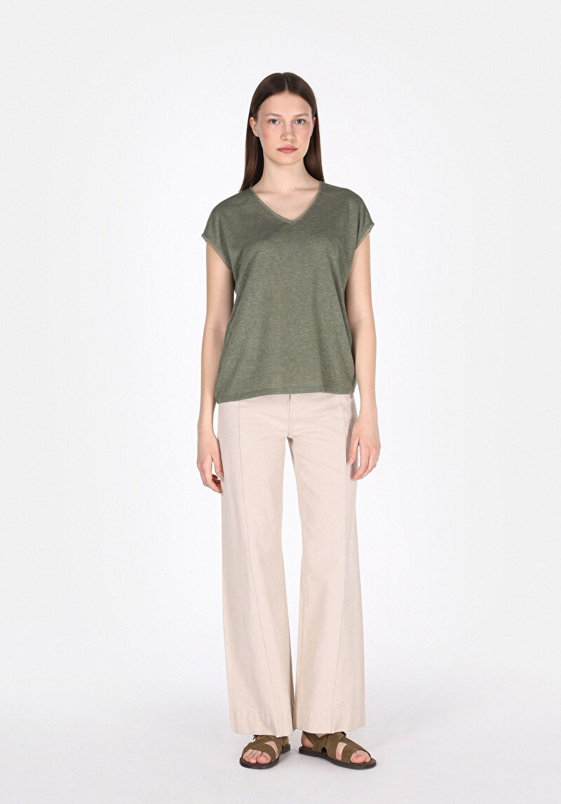 Imagine a Tricou Cu Maneca Scurta De Dama Kaki Regular Fit Cl1074594