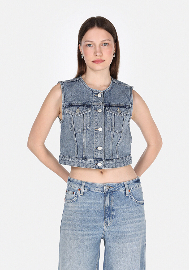 Imagine a Vesta De Dama Albastru Slim Fit Cl1074989