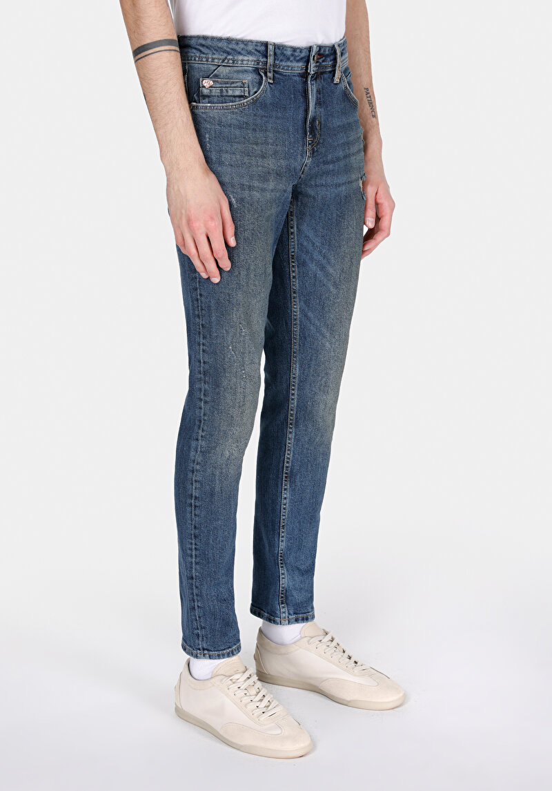 Afișați detalii pentru Pantaloni De Barbati Albastru Straight Fit 044 Karl Cl1072206