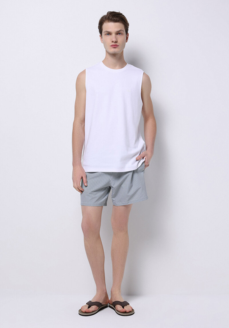 Imagine a Pantaloni Scurți De Baie Verzi Cu Dungi Slim Fit Pentru Bărbați