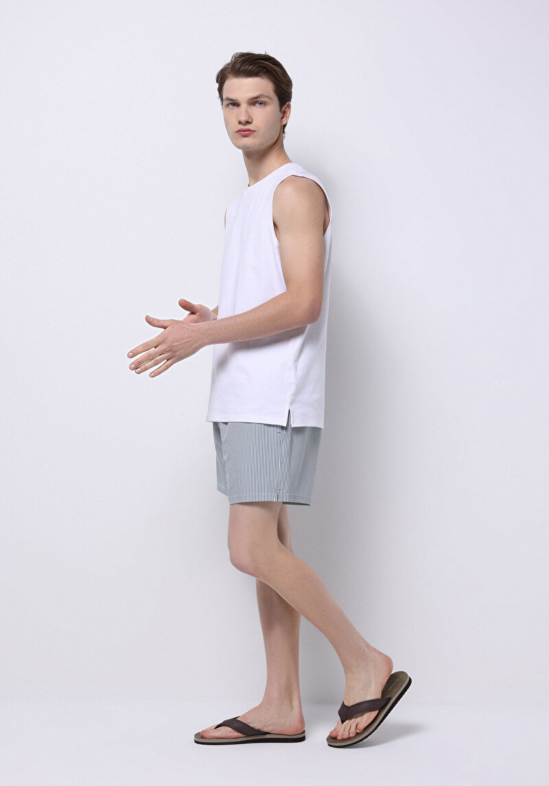 Imagine a Pantaloni Scurți De Baie Verzi Cu Dungi Slim Fit Pentru Bărbați