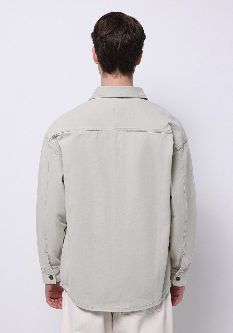 Afișați detalii pentru Cămașă Cu Mânecă Lungă Bej Pentru Bărbați Cu Guler Clasic Cu Guler Supradimensionat