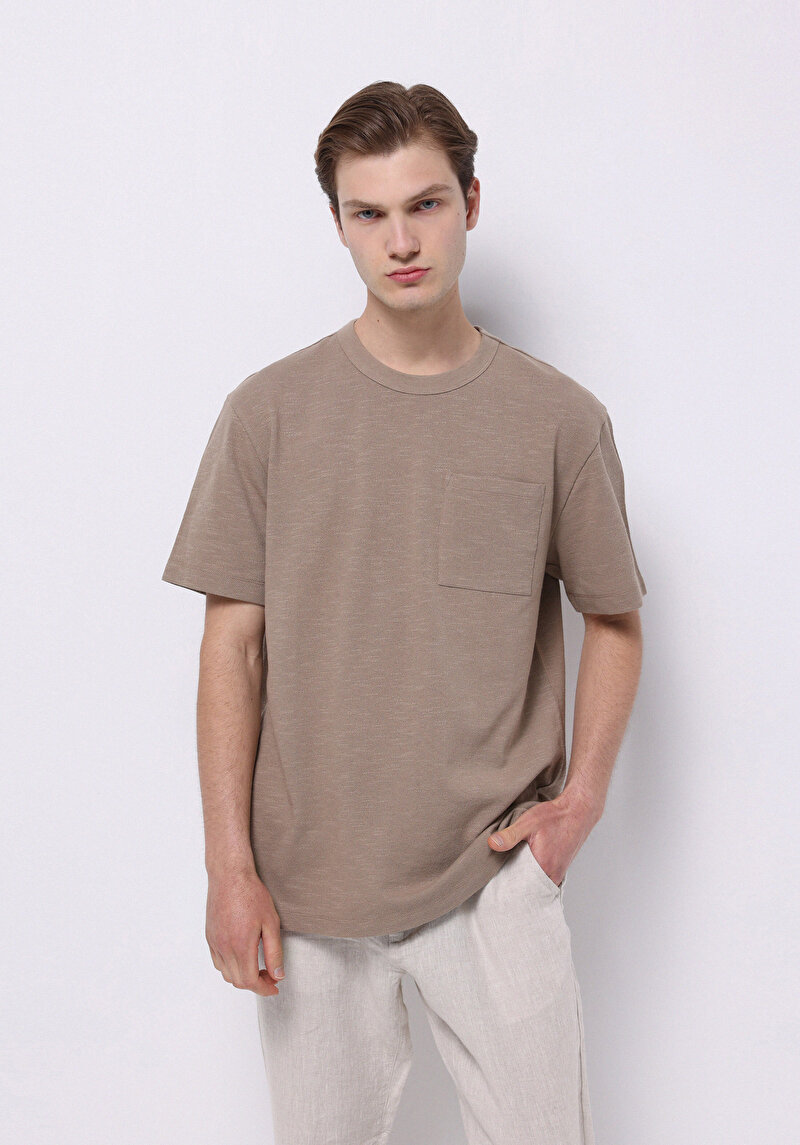 Imagine a Comfort Fit Round Neck Drept Bărbați Gri Tricou Cu Mânecă Scurtă