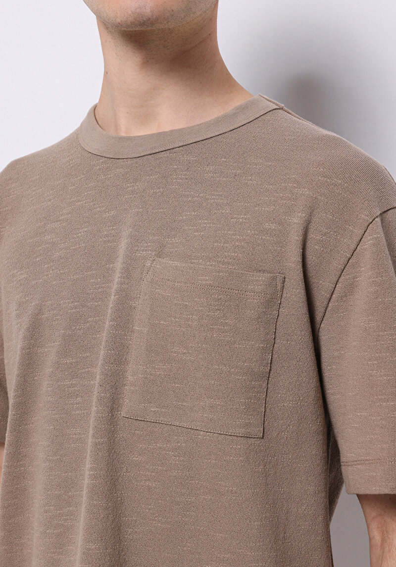 Imagine a Comfort Fit Round Neck Drept Bărbați Gri Tricou Cu Mânecă Scurtă