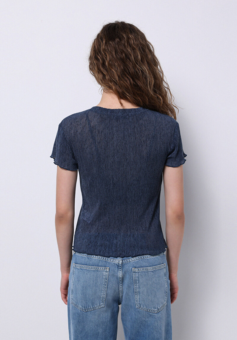 Imagine a Bluza Cu Maneca Scurta De Dama Albastru Regular Fit Cl1073173