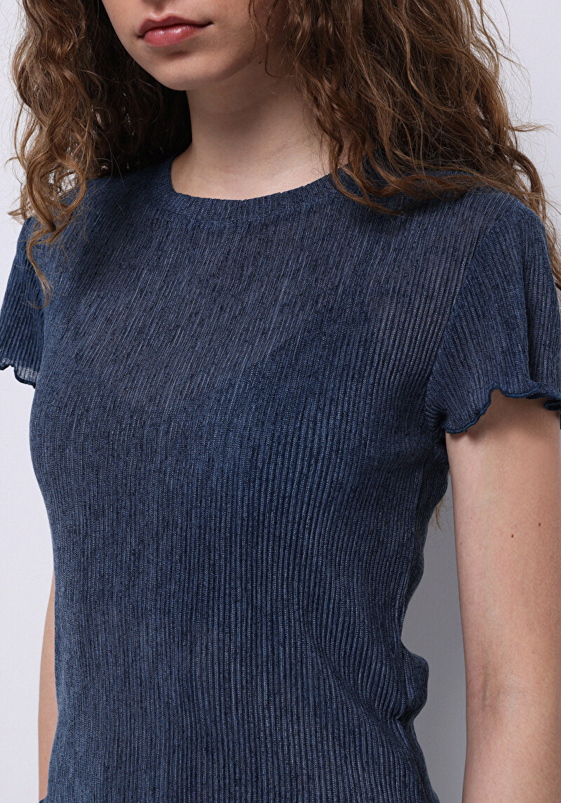 Afișați detalii pentru Bluza Cu Maneca Scurta De Dama Albastru Regular Fit  Cl1073173