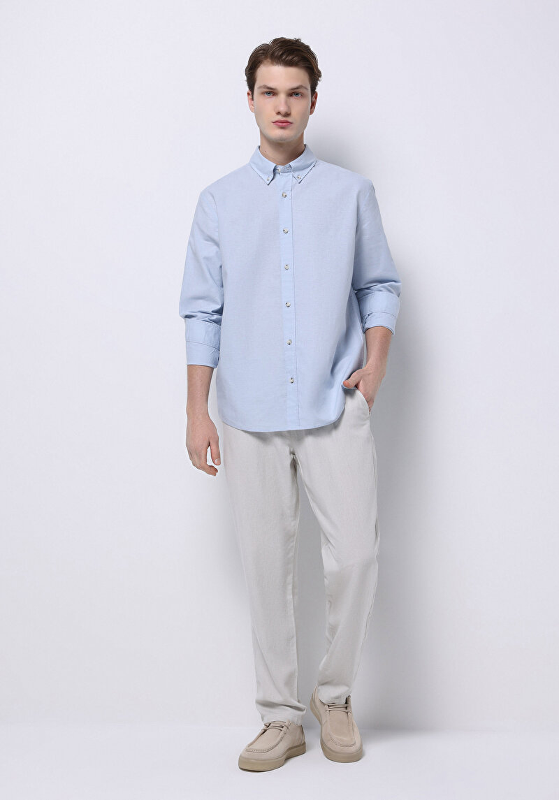 Imagine a Camasa Cu Maneca Lunga De Barbati Albastru Regular Fit Cl1074489