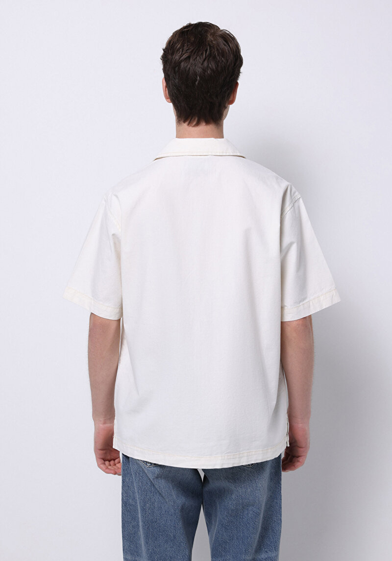 Imagine a Camasa Cu Maneca Scurta De Barbati Bej Oversize Fit Cl1074791