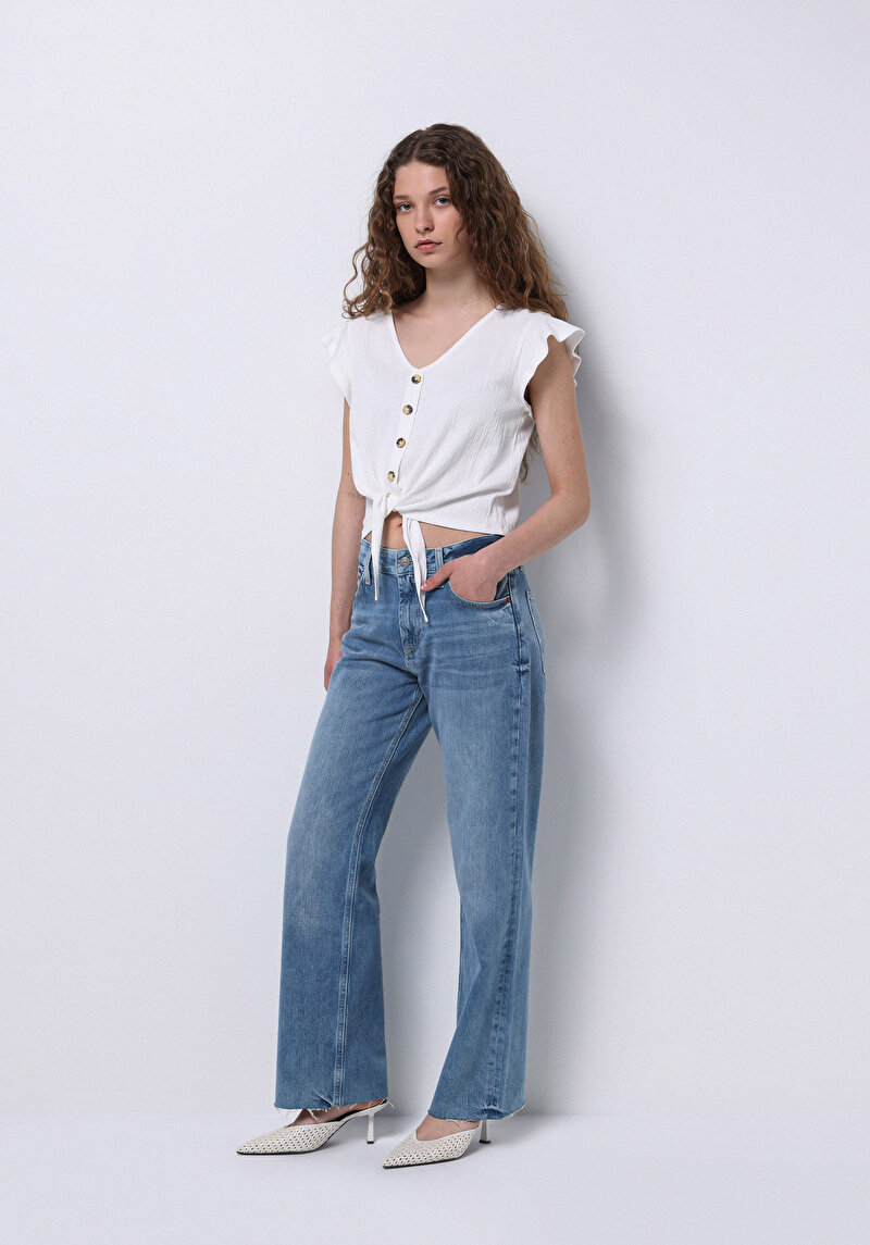 Afișați detalii pentru Regular Fit V-Neck Drept Tricou Alb Cu Mânecă Scurtă Pentru Femei