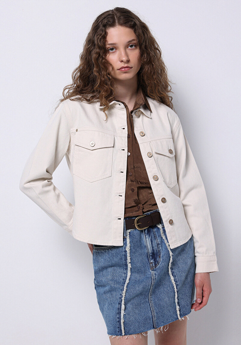 Imagine a Regular Fit Dimensiune Clasică Drept Cămașă Albă Cu Mânecă Lungă Pentru Femei