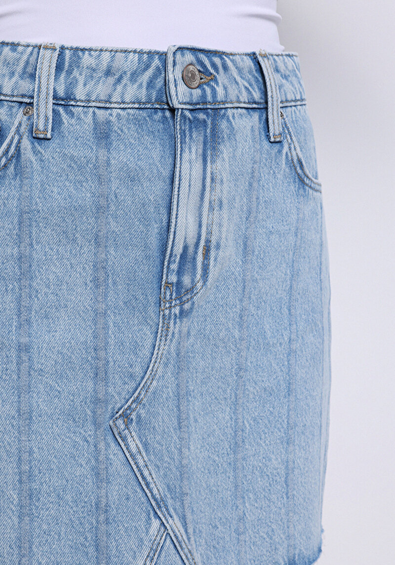 Afișați detalii pentru Fustă Albastră Pentru Femei Cu Dungi Cu Fermoar Cu Dungi Regular Fit