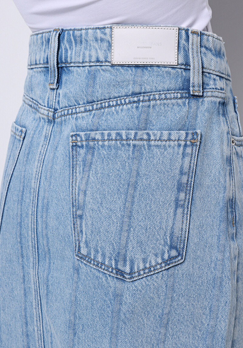 Afișați detalii pentru Fustă Albastră Pentru Femei Cu Dungi Cu Fermoar Cu Dungi Regular Fit