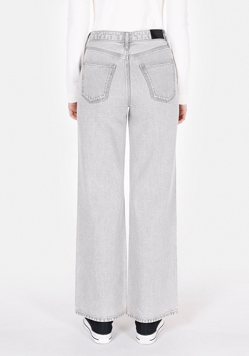 Afișați detalii pentru Regular Fit Talie Ascendentă Picior Larg Blugi Gri Pentru Femei