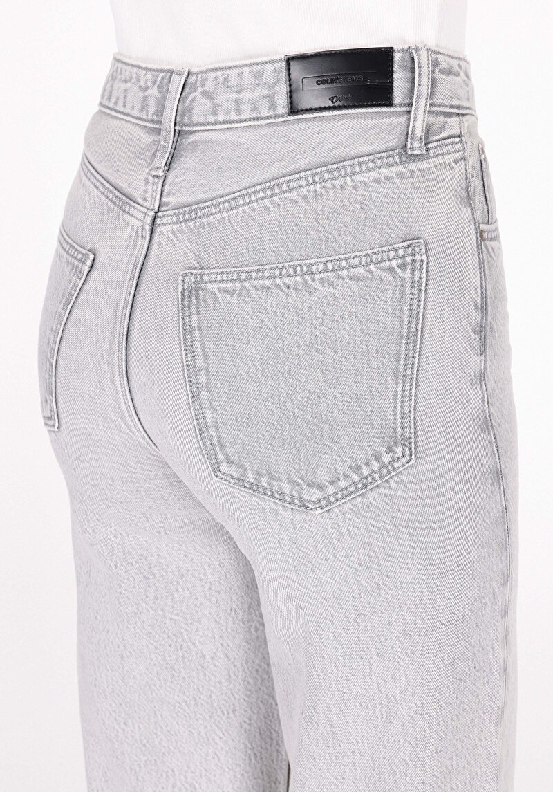 Afișați detalii pentru Regular Fit Talie Ascendentă Picior Larg Blugi Gri Pentru Femei