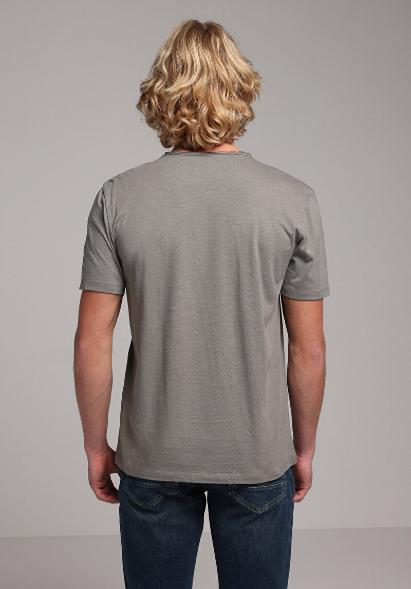 Imagine a Regular Fit V-Neck Drept Bărbați Verde Tricou Cu Mânecă Scurtă