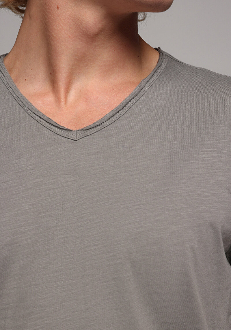 Imagine a Regular Fit V-Neck Drept Bărbați Verde Tricou Cu Mânecă Scurtă