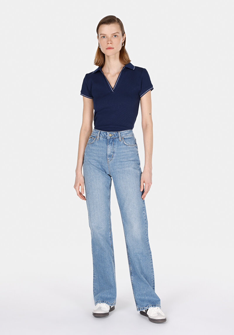 Imagine a Blugi İndigo Pentru Femei Regular Fit