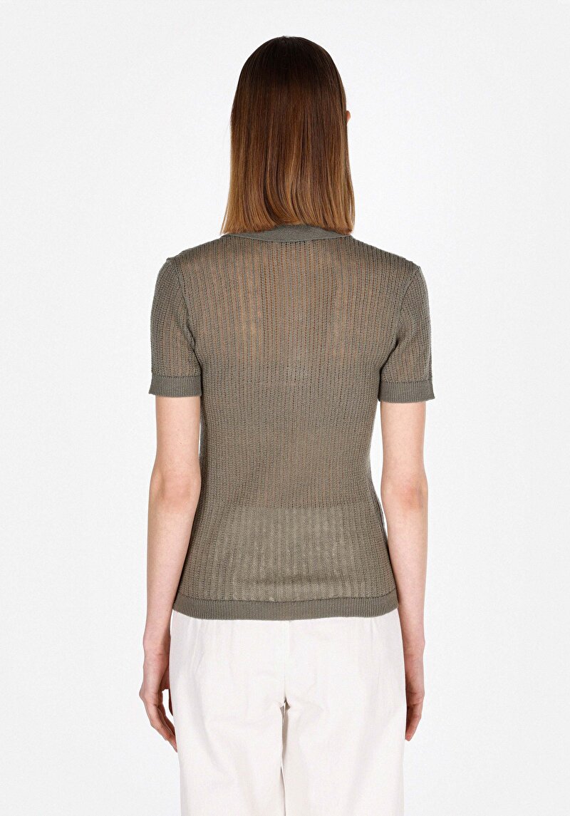 Imagine a Pulover Cu Mâneci Scurte De Dama Verde Slim Fit Cl1073277