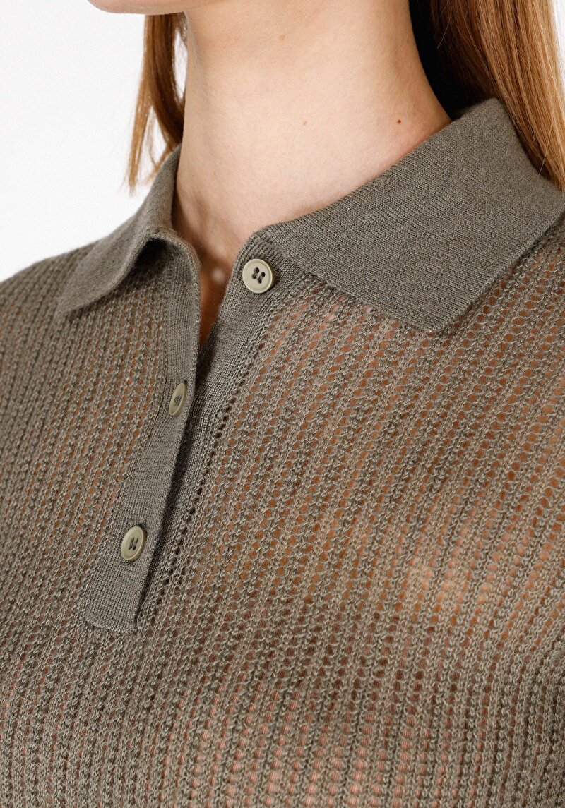 Imagine a Pulover Cu Mâneci Scurte De Dama Verde Slim Fit Cl1073277