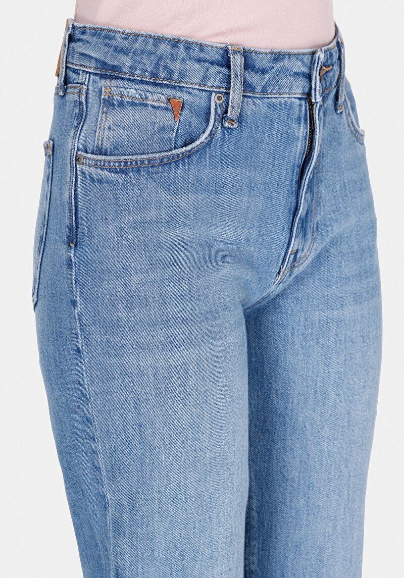 Afișați detalii pentru Slim Fit Mid Waist Slim Leg Blugi İndigo Pentru Femei